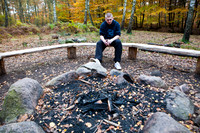 Udbrændt bål i Hareskoven. Burnt out bonfire in Hare forest