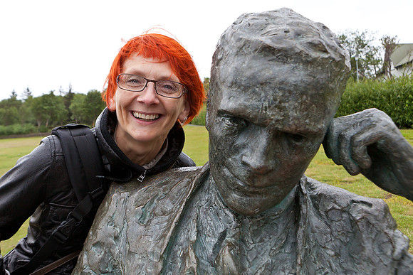 Sculpture and Tórvør at Lake (Tjörnin) in Reykjavik