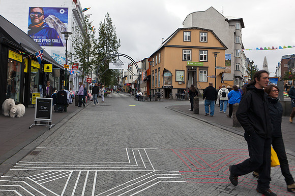Shopping street Laugavegur in Reykjavik
