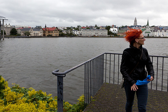 Windy at Lake (Tjörnin) in Reykjavik
